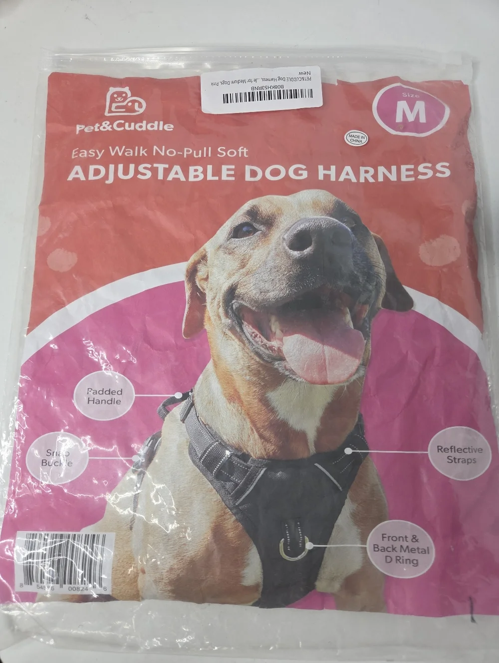 Pet & Cuddle Easy Walk No-Pull Soft Adjustable Dog Harness Hot Pink Size M